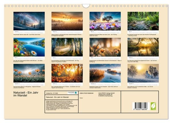 Produktbild: Naturzeit - Ein Jahr im Wandel (Wandkalender 2026 DIN A3 quer), CALVENDO Monatskalender