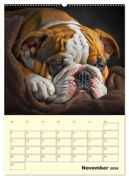 Produktbild: English Bulldogs. Fr&ouml;hliche Dickk&ouml;pfe mit Charakter (Wandkalender 2026 DIN A2 hoch), CALVENDO Monatskalender