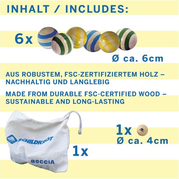 Produktbild: Schildkr&ouml;t 970007 - Holz Boccia Set, 7-teilig, mit Aufbewahrungsbeutel