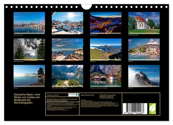 Produktbild: Deutsche Alpen, eine Reise von Lindau am Bodensee bis Berchtesgaden (Wandkalender 2026 DIN A4 quer), CALVENDO Monatskalender