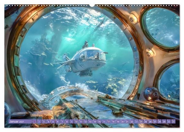 Produktbild: Tauche ein in die Zukunft - Science Fiction Unterwasserwelten (Wandkalender 2027 DIN A2 quer), CALVENDO Monatskalender