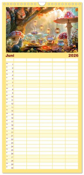 Produktbild: Familienplaner 2026 - B&uuml;cher, Liebe und ein kleiner Hund mit 5 Spalten (Wandkalender, 21 x 45 cm) CALVENDO