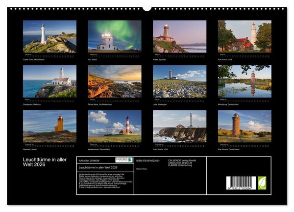 Produktbild: Leuchtt&uuml;rme in aller Welt 2026 (hochwertiger Premium Wandkalender 2026 DIN A2 quer), Kunstdruck in Hochglanz