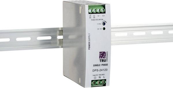 Produktbild: TRU COMPONENTS TC-10580796 Hutschienen-Netzteil (DIN-Rail) 24 V/DC 5 A 120 W Anzahl Ausg&auml;nge:1 x Inhalt 1 St.