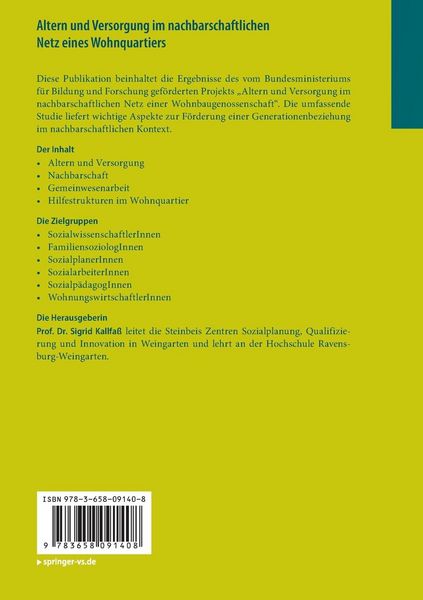 Produktbild: Altern und Versorgung im nachbarschaftlichen Netz eines Wohnquartiers