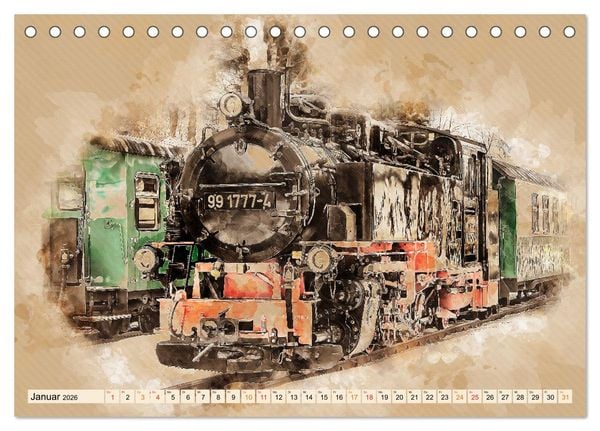 Produktbild: Dampflokomotiven - wundersch&ouml;ne Giganten auf Schienen (Tischkalender 2026 DIN A5 quer), CALVENDO Monatskalender