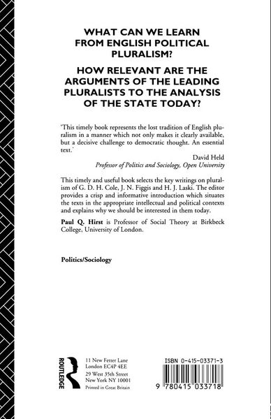 Produktbild: The Pluralist Theory of the State