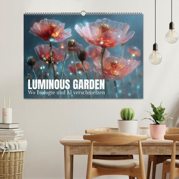 Produktbild: Luminous Garden. Wo Biologie und KI verschmelzen (Wandkalender 2027 DIN A2 quer), CALVENDO Monatskalender