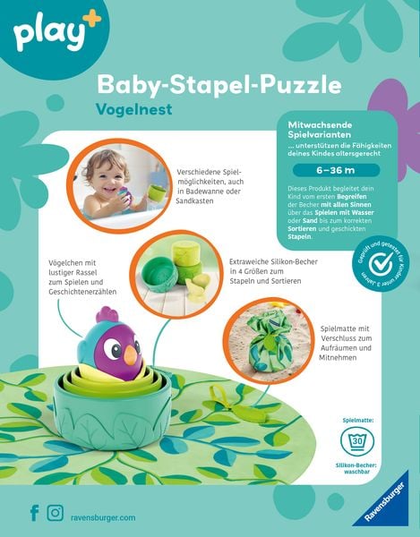 Produktbild: Ravensburger 4857 - play+ Baby-Stapel-Puzzle: Vogelnest