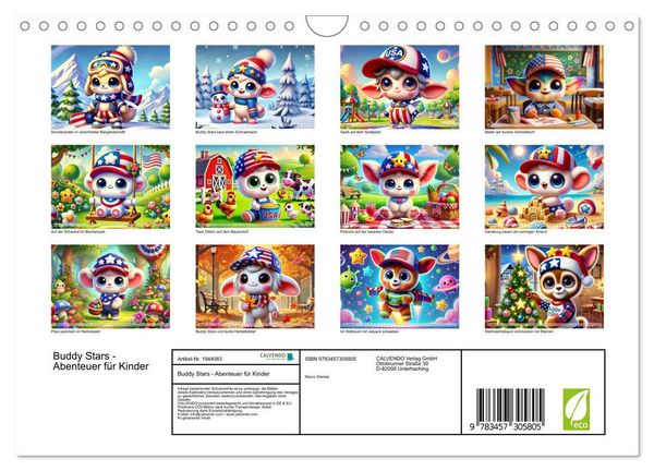 Produktbild: Buddy Stars - Abenteuer f&uuml;r Kinder (Wandkalender 2026 DIN A4 quer), CALVENDO Monatskalender