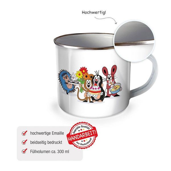Produktbild: TR&Ouml;TSCH- Der kleine Maulwurf Emailletasse Torte: Kaffeetasse Teetasse Geschenkidee Geschenk Tasse Emaillebecher