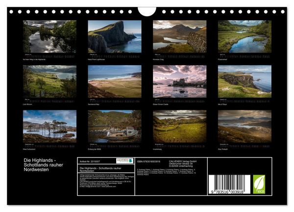 Produktbild: Die Highlands - Schottlands rauher Nordwesten (Wandkalender 2026 DIN A4 quer), CALVENDO Monatskalender