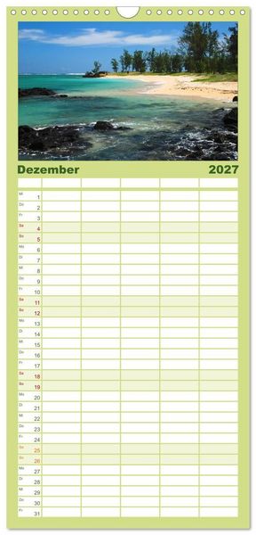Produktbild: Familienplaner 2027 - Mauritius mit 5 Spalten (Wandkalender, 21 x 45 cm) CALVENDO