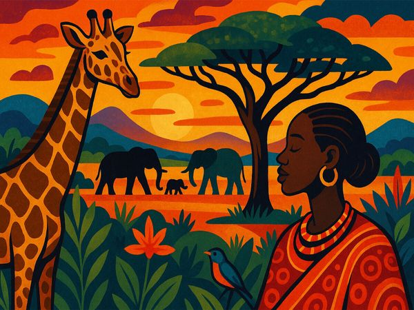 Produktbild: CALVENDO Puzzle Wo Giraffen wandern und Tr&auml;ume bl&uuml;hen | 1000 Teile Lege-Gr&ouml;&szlig;e 64x48cm Foto-Puzzle f&uuml;r gl&uuml;ckliche Stunden