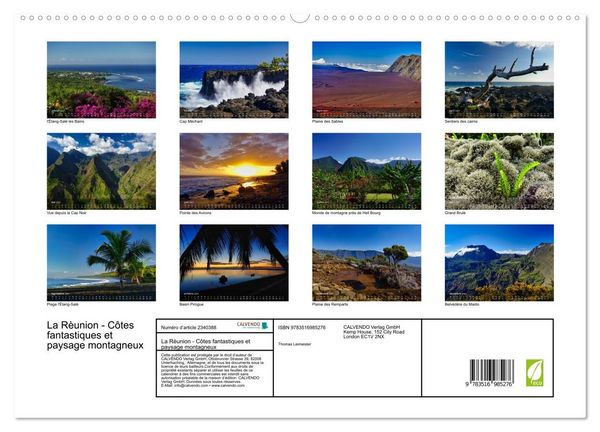 Produktbild: La R&egrave;union - C&ocirc;tes fantastiques et paysage montagneux (Calendrier mural haut de gamme 2027 DIN A2 vertical), CALVENDO calendrier mensuel