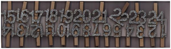 Adventskalender Zahlen-Clips, Holz, silber-glitzer