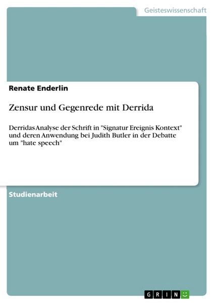 Produktbild: Zensur und Gegenrede mit Derrida