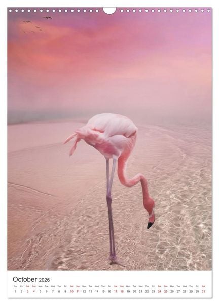 Produktbild: Flamingo and the sea (Wall Calendar 2026 DIN A3 portrait), CALVENDO 12 Month Wall Calendar