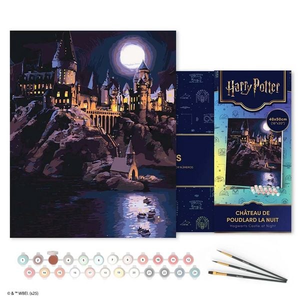 Malen nach Zahlen Harry Potter - Hogwarts-Schloss bei Nacht Auf Keilrahmen gespannt