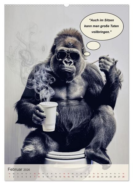 Produktbild: Tierisch lustiger Toilettenhumor (hochwertiger Premium Wandkalender 2026 DIN A2 hoch), Kunstdruck in Hochglanz