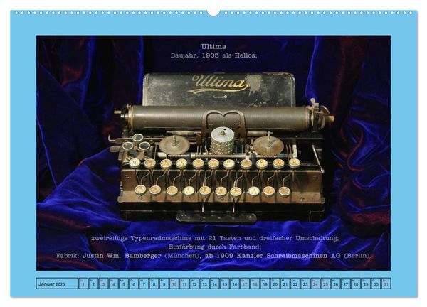 Produktbild: Schreibmaschinen um 1900 (Wandkalender 2026 DIN A2 quer), CALVENDO Monatskalender