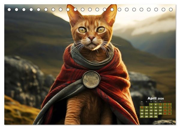 Produktbild: Schottische Katzenhelden (Tischkalender 2026 DIN A5 quer), CALVENDO Monatskalender