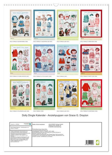 Produktbild: Dolly Dingle Kalender - Anziehpuppen von Grace G. Drayton (Wandkalender 2026 DIN A2 hoch), CALVENDO Monatskalender