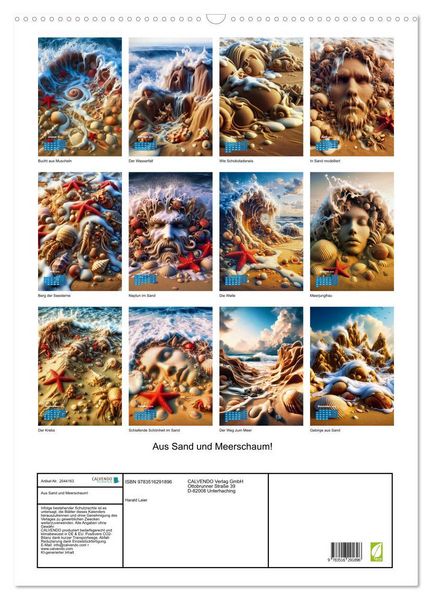 Produktbild: Aus Sand und Meerschaum! (Wandkalender 2026 DIN A2 hoch), CALVENDO Monatskalender