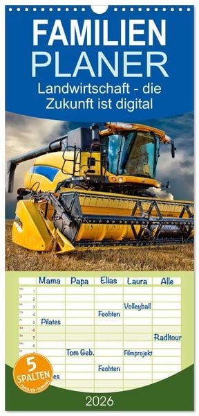Produktbild: Familienplaner 2026 - Landwirtschaft - die Zukunft ist digital mit 5 Spalten (Wandkalender, 21 x 45 cm) CALVENDO