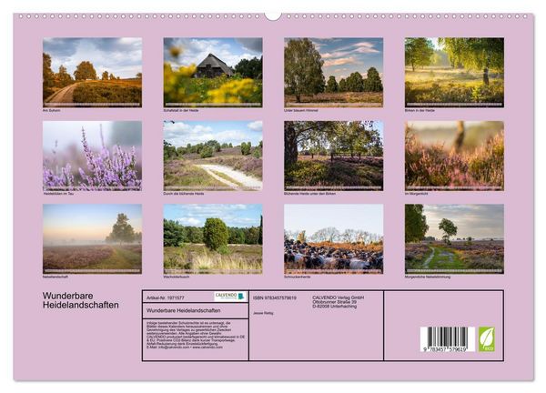 Produktbild: Wunderbare Heidelandschaften (hochwertiger Premium Wandkalender 2026 DIN A2 quer), Kunstdruck in Hochglanz