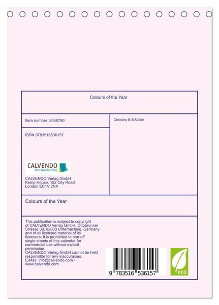 Produktbild: Colours of the Year (Desk Calendar 2026 DIN A5 portrait), CALVENDO 12 Month DeskCalendar