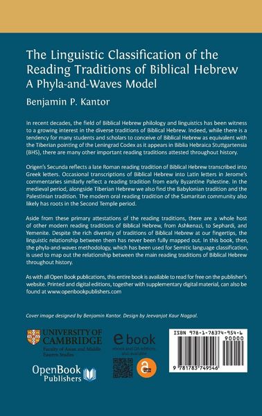 Produktbild: The Linguistic Classification of the Reading Traditions of Biblical Hebrew