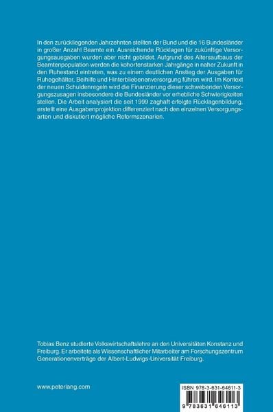 Produktbild: Ausgabenprojektion, Reformszenarien und R&uuml;cklagenbildung der Beamtenversorgung in der Bundesrepublik Deutschland