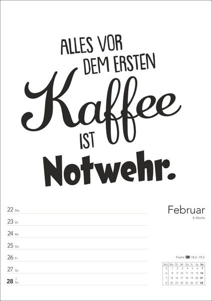 Produktbild: Typo-Spr&uuml;che-Kalender s/w Wochenplaner 2027 - mit 53 witzigen Spr&uuml;chen