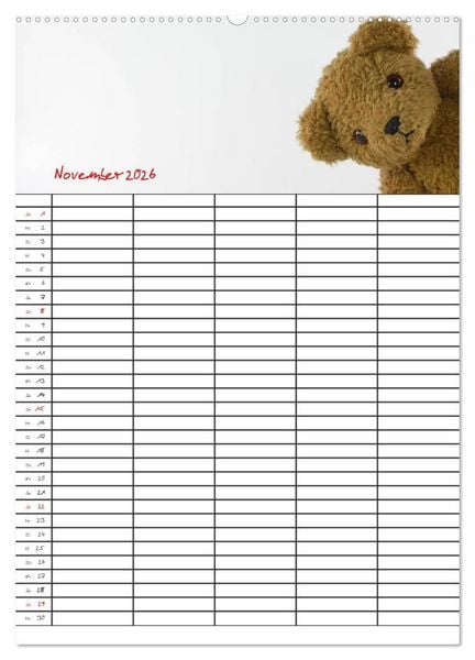 Produktbild: Der Teddyb&auml;ren-Familienplaner (Wandkalender 2026 DIN A2 hoch), CALVENDO Monatskalender