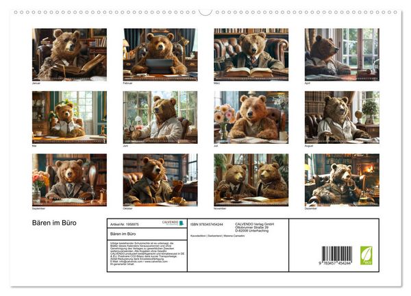 Produktbild: B&auml;ren im B&uuml;ro (hochwertiger Premium Wandkalender 2026 DIN A2 quer), Kunstdruck in Hochglanz