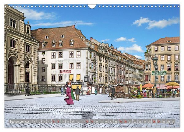 Produktbild: Historisches Dresden um 1900 - Fotos restauriert und koloriert (Wandkalender 2026 DIN A3 quer), CALVENDO Monatskalender