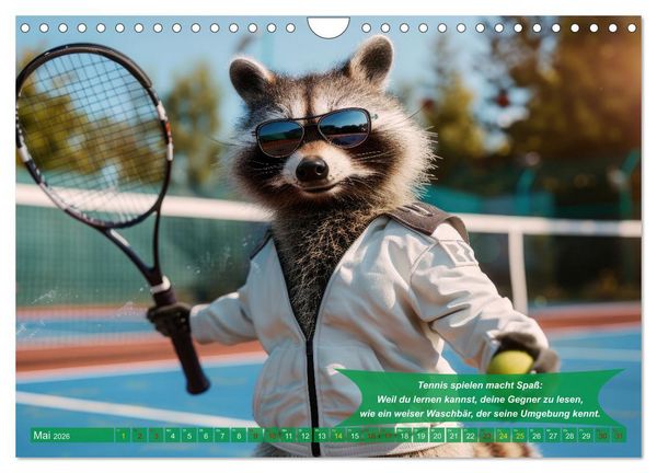 Produktbild: Der tierisch lustige Tennis-Kalender (Wandkalender 2026 DIN A4 quer), CALVENDO Monatskalender