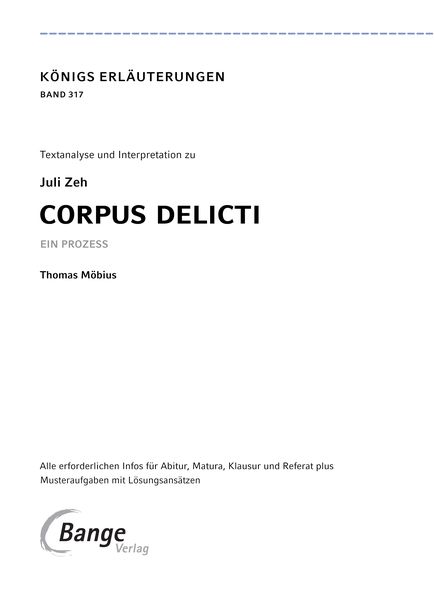 Produktbild: Corpus Delicti von Juli  Zeh - Textanalyse und Interpretation