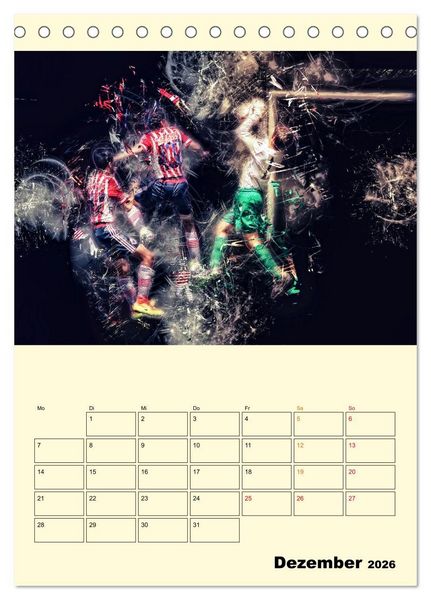 Produktbild: Fu&szlig;ball - Feuer (Tischkalender 2026 DIN A5 hoch), CALVENDO Monatskalender