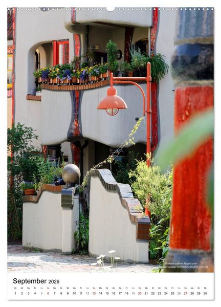 Produktbild: Wohnen unterm Regenturm - Ein Hundertwasser Architekturprojekt, 1991-94 (hochwertiger Premium Wandkalender 2026 DIN A2 hoch), Kunstdruck in Hochglanz