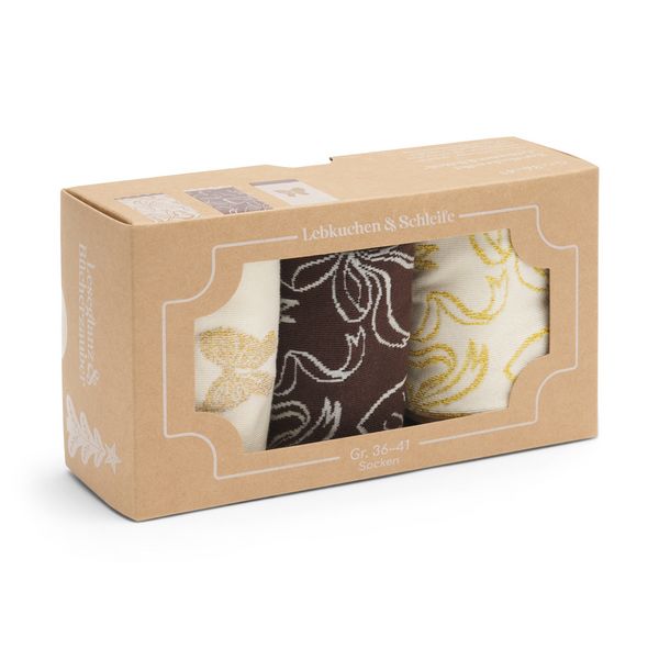 Produktbild: Socken 3er Set &bdquo;Lebkuchen & Schleife&ldquo;, Gr. 36-41