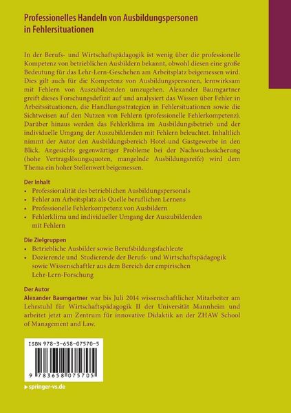 Produktbild: Professionelles Handeln von Ausbildungspersonen in Fehlersituationen