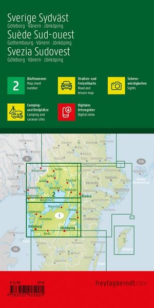 Produktbild: freytag & berndt Stra&szlig;enkarte Schweden S&uuml;dwest 1:250.000