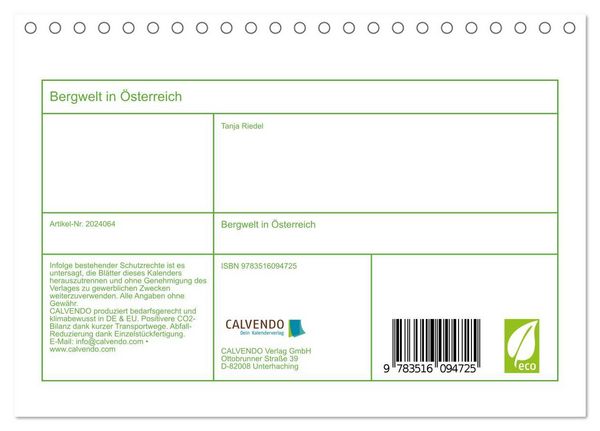 Produktbild: Bergwelt in &Ouml;sterreich (Tischkalender 2026 DIN A5 quer), CALVENDO Monatskalender