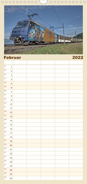 Produktbild: Schweizer Eisenbahn - Familienplaner hoch (Wandkalender 2022 , 21 cm x 45 cm, hoch)