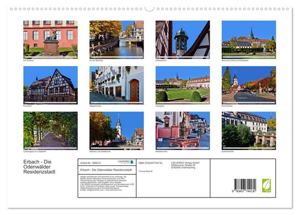 Produktbild: Erbach - Die Odenw&auml;lder Residenzstadt (hochwertiger Premium Wandkalender 2026 DIN A2 quer), Kunstdruck in Hochglanz
