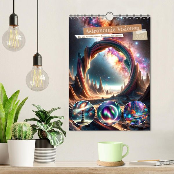 Produktbild: Astronomie Visionen - Ein von KI erschaffenes Panorama des Kosmos (Wandkalender 2026 DIN A4 hoch), CALVENDO Monatskalender