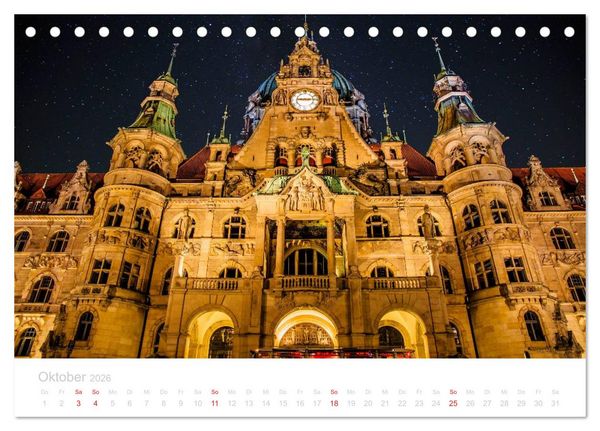 Produktbild: Hannover bei Nacht (Tischkalender 2026 DIN A5 quer), CALVENDO Monatskalender