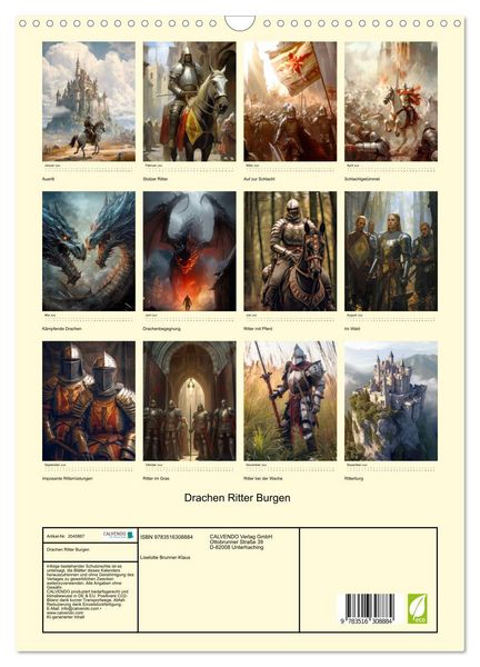Produktbild: Drachen Ritter Burgen (Wandkalender 2026 DIN A3 hoch), CALVENDO Monatskalender